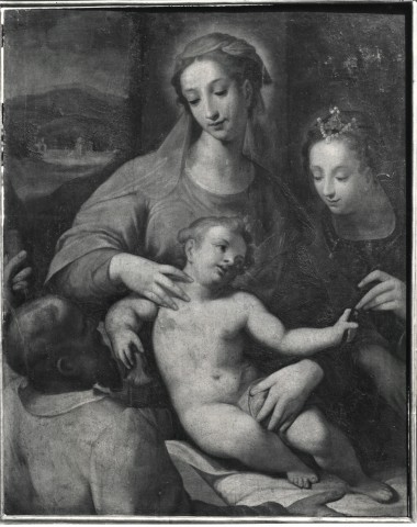 Anonimo — Sabatini Lorenzo - sec. XVI - Sacra Famiglia con santa Caterina d'Alessandria — insieme